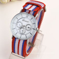 Trendy Nylon Fabric Band Geneva Three Dails Watch for Men, Casual Watches